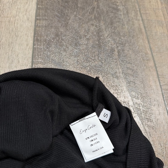 Enza Costa silk rib sleeveless mock neck fluid maxi dress in black - Picture 7 of 7